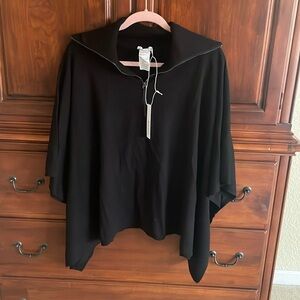 Zip collar sweater poncho